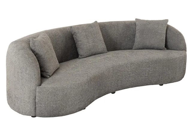 Canapé 3 places ATELIER – 230 cm – Tissu bouclé gris avec coussins inclus, design contemporain