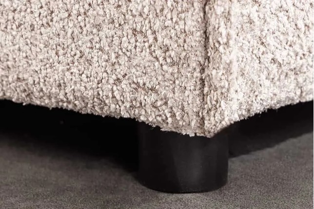 Pouf HEAVEN 100 cm – Tissu bouclé champagner beige, rembourrage à ressorts Nosag, structure en bois massif