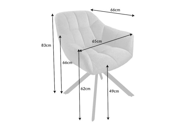 Fauteuil pivotant PAPILLON en tissu bouclé greige – Siège design avec accoudoirs, rotation 180° et piétement métal noir