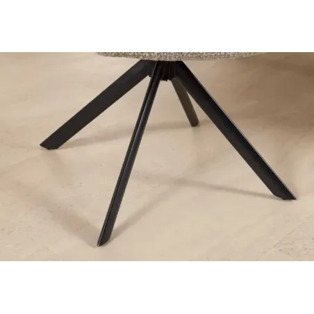 Fauteuil pivotant PAPILLON en tissu bouclé greige – Siège design avec accoudoirs, rotation 180° et piétement métal noir