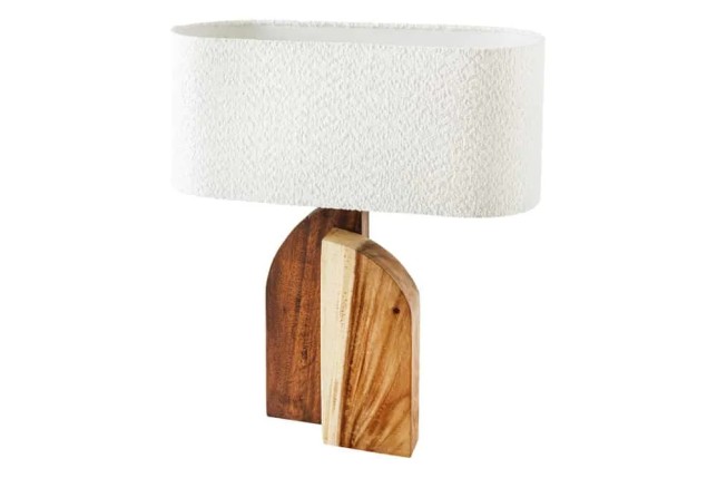 Lampe de table LOVERS 60 cm en bois massif naturel et abat-jour blanc