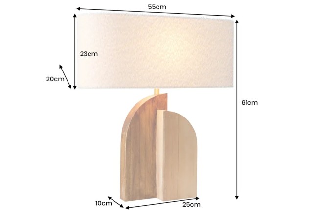 Lampe de table LOVERS 60 cm en bois massif naturel et abat-jour blanc