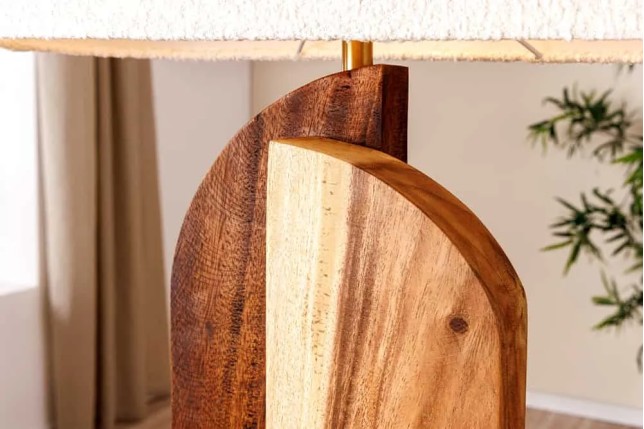 Lampe de table LOVERS 60 cm en bois massif naturel et abat-jour blanc