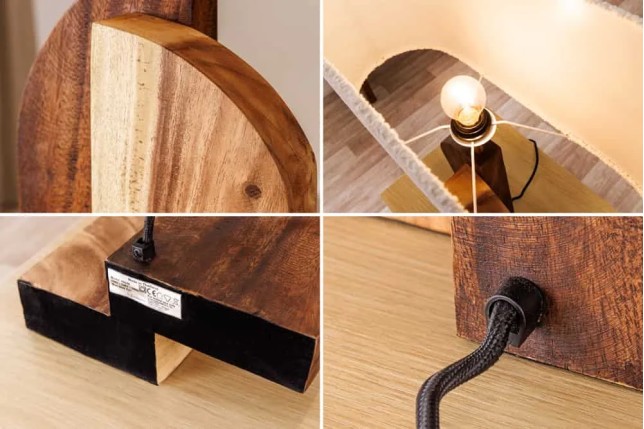 Lampe de table LOVERS 60 cm en bois massif naturel et abat-jour blanc