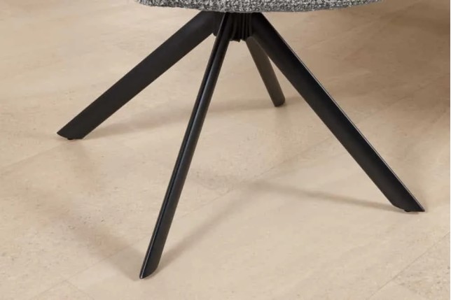 Fauteuil pivotant PAPILLON en bouclé gris – Chaise design avec accoudoirs et base en métal noir