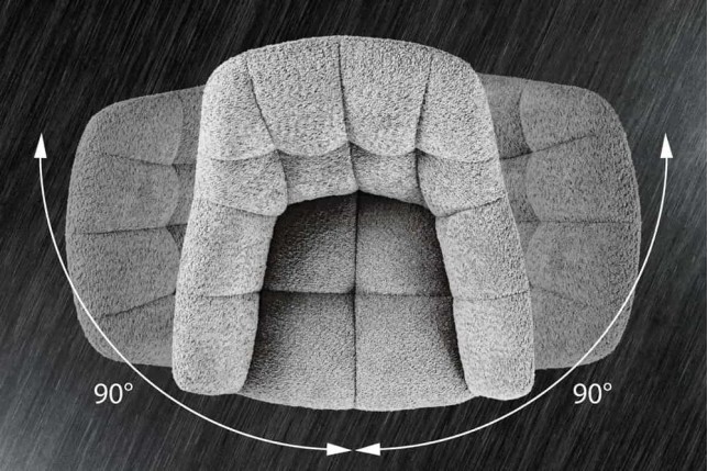 Fauteuil pivotant PAPILLON en bouclé gris – Chaise design avec accoudoirs et base en métal noir