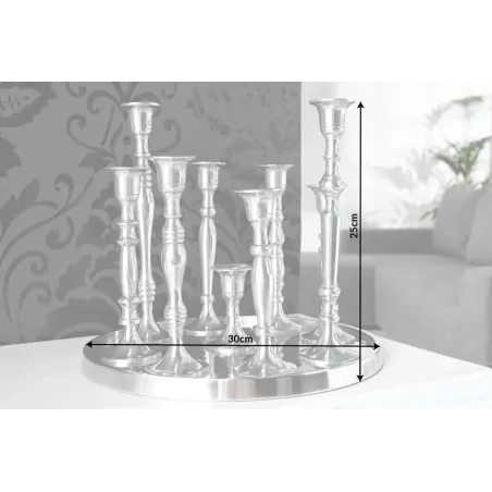 Chandelier design en aluminium argenté à 9 branches