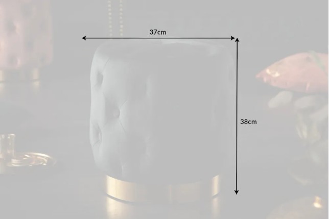 Pouf design baroque moderne – Velours noir & socle doré – 40 cm