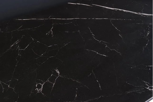 Console design baroque moderne 140 cm – Céramique effet marbre anthracite & pieds chromés