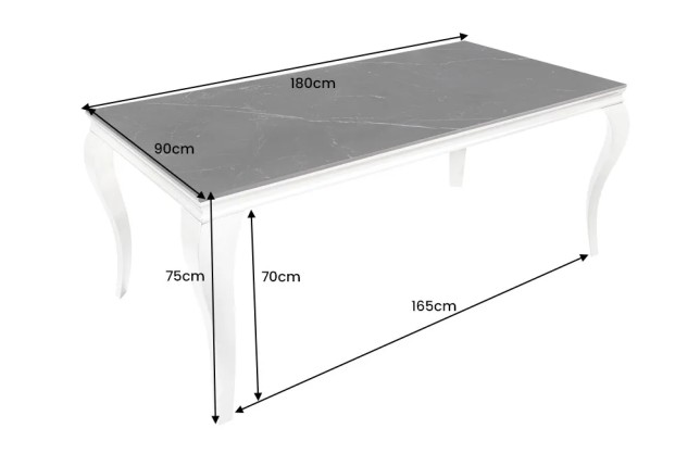 Table à manger design baroque moderne 180 cm – Céramique noir anthracite & pieds chromés