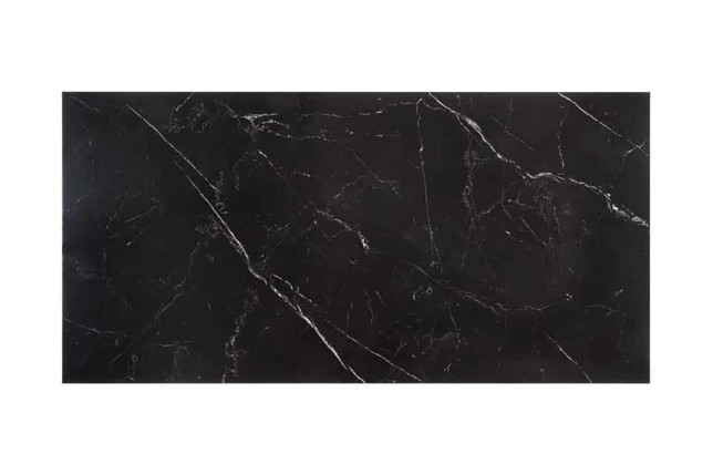 Table à manger design baroque moderne 180 cm – Céramique noir anthracite & pieds chromés