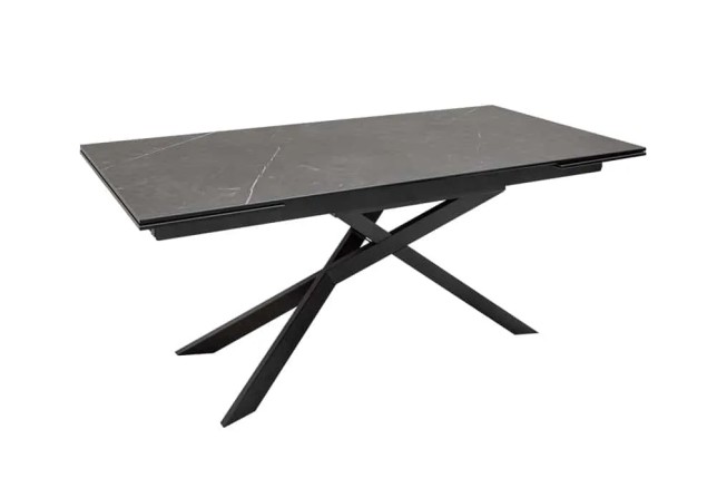 Table à manger 180-220-260cm céramique  aspect de pierre graphite