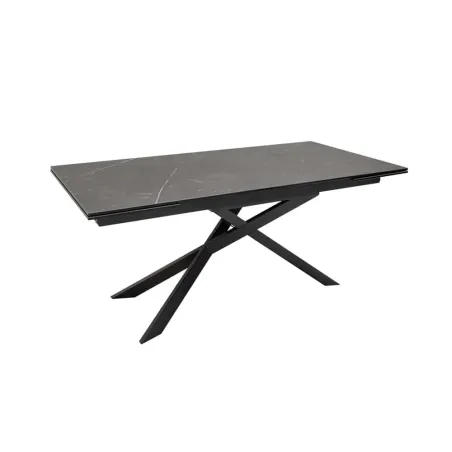 Table à manger 180-220-260cm céramique  aspect de pierre graphite