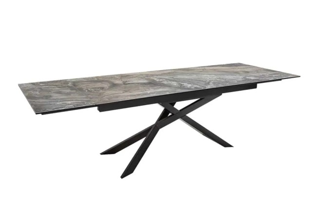 Table à manger extensible 180-220-260cm céramique  aspect marbre foncé