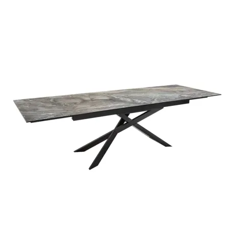 Table à manger extensible 180-220-260cm céramique  aspect marbre foncé
