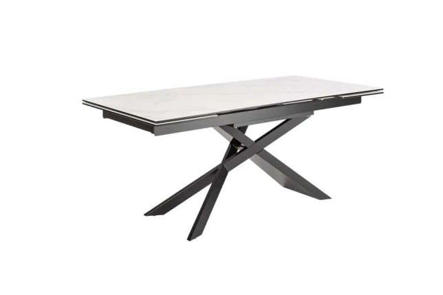 Table à manger extensible 180-220-260cm céramique  aspect marbre blanc