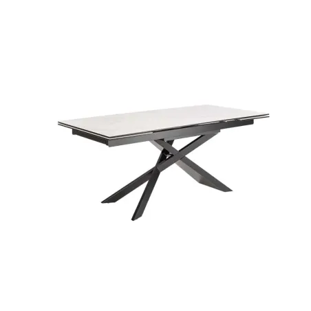 Table à manger extensible 180-220-260cm céramique  aspect marbre blanc