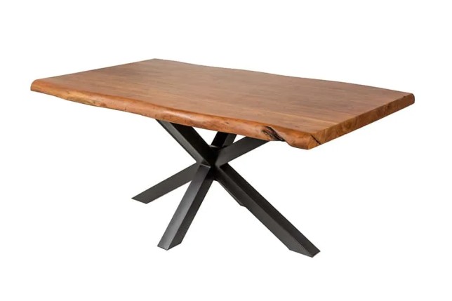 Table en Bois Massif avec Pieds Mikado en Métal Noir