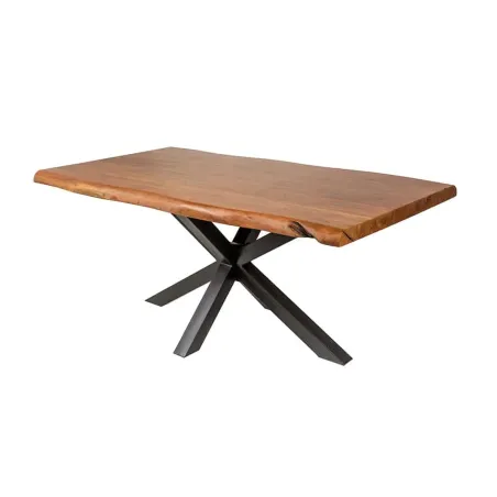 Table en Bois Massif avec Pieds Mikado en Métal Noir