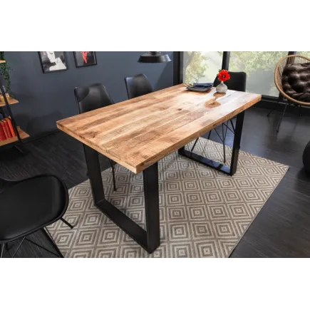 Table à manger de 120cm en bois massif coloris naturel