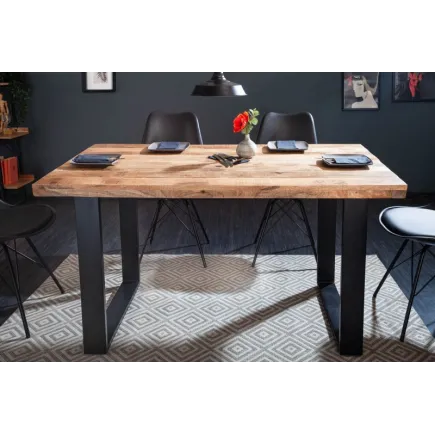 Table à manger de 120cm en bois massif coloris naturel 2