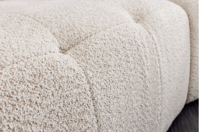Canapé XXL ROYAL 295 cm – Bouclé champagne beige avec coussins, assise à ressorts et design moderne