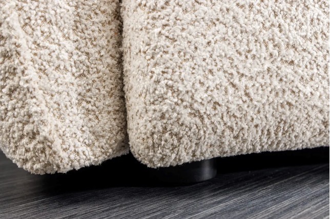 Canapé XXL ROYAL 295 cm – Bouclé champagne beige avec coussins, assise à ressorts et design moderne