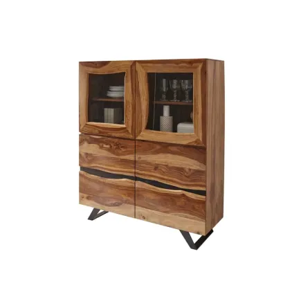 Vitrine design en bois massif coloris naturel 2