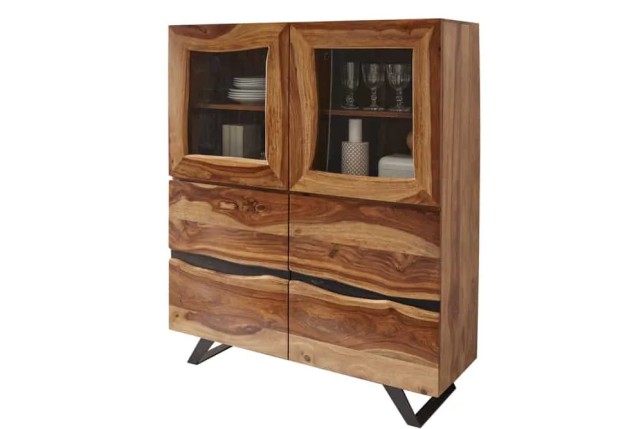 Vitrine design en bois massif coloris naturel