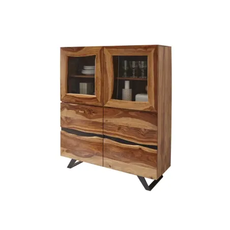 Vitrine design en bois massif coloris naturel