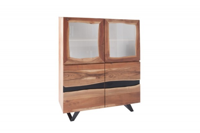 Vitrine moderne de 140cm de couleur naturelle et noir
