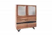 Vitrine moderne de 140cm de couleur naturelle et noir