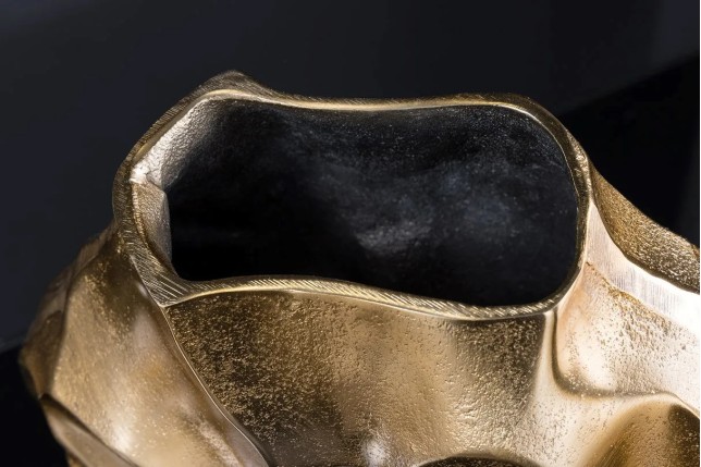 Vase décoratif LIQUID 30 cm – Finition dorée martelée, en métal aluminium, fait main