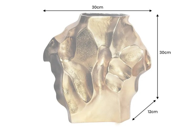 Vase décoratif LIQUID 30 cm – Finition dorée martelée, en métal aluminium, fait main