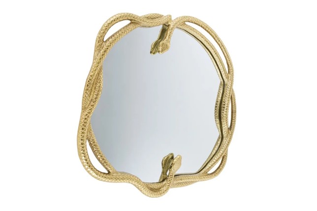 Miroir mural SNAKE XL 85 cm – Design serpent doré en métal sculpté, style luxueux et original
