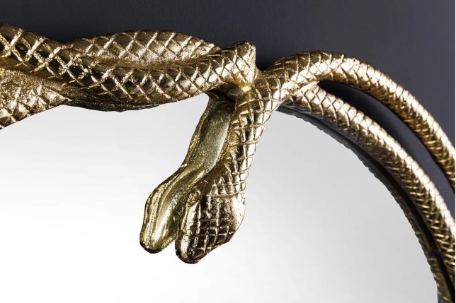 Miroir mural SNAKE XL 85 cm – Design serpent doré en métal sculpté, style luxueux et original