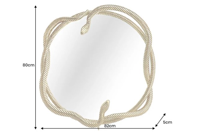 Miroir mural SNAKE XL 85 cm – Design serpent doré en métal sculpté, style luxueux et original