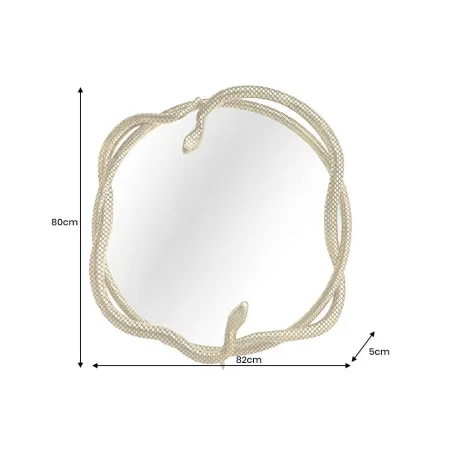 Miroir mural SNAKE XL 85 cm – Design serpent doré en métal sculpté, style luxueux et original