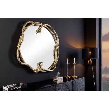 Miroir mural SNAKE L 50 cm – Métal doré sculpté, design serpent, finition artisanale