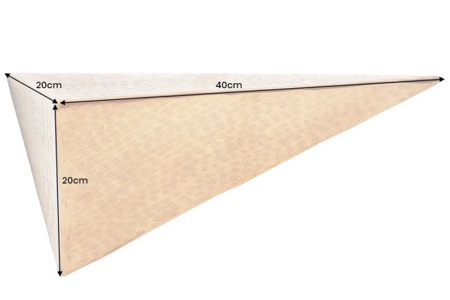 Étagère murale PYRAMID 40 cm – Design pyramidal doré antique en métal, finition martelée à la main