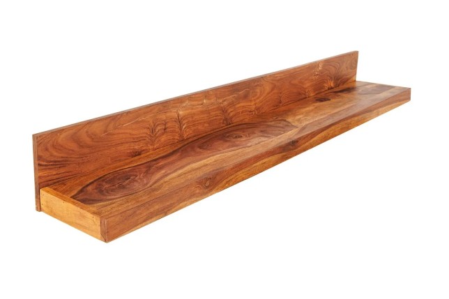Étagère murale MAKASSAR 140 cm – Bois massif de sheesham, finition stone naturelle, fabrication artisanale