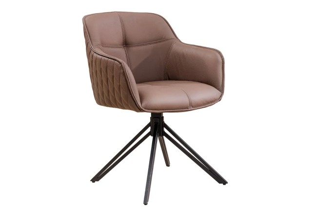 Chaise design EUPHORIA en cuir véritable – Pivotante à 180°, avec accoudoirs et pieds métal noir