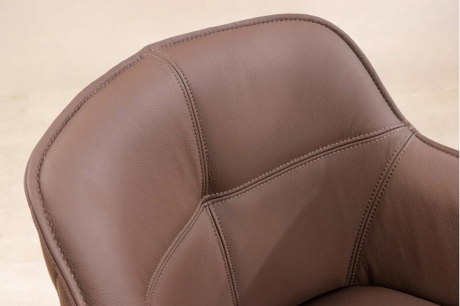 Chaise design EUPHORIA en cuir véritable – Pivotante à 180°, avec accoudoirs et pieds métal noir