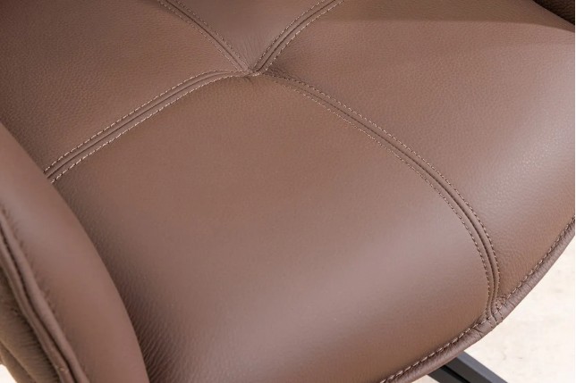 Chaise design EUPHORIA en cuir véritable – Pivotante à 180°, avec accoudoirs et pieds métal noir