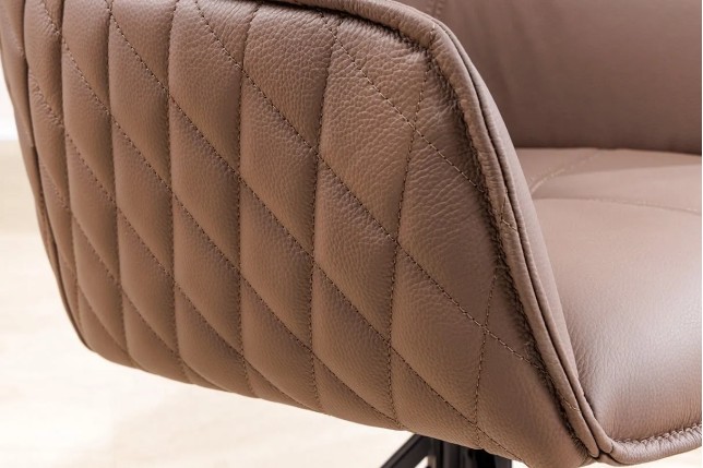 Chaise design EUPHORIA en cuir véritable – Pivotante à 180°, avec accoudoirs et pieds métal noir