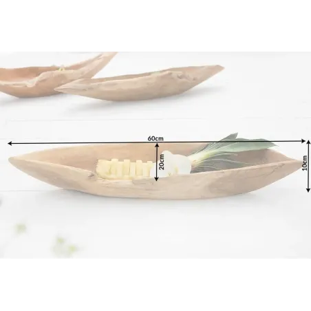Grand Bol Décoratif 60cm en Bois de Teck Massif - Centre de Table Artisanal