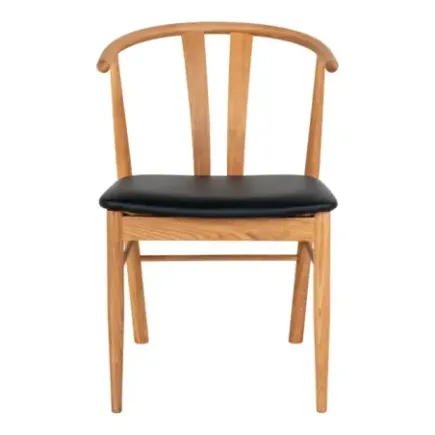 Chaise de salle à manger en chêne– assise noire 2