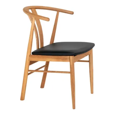 Chaise de salle à manger en chêne– assise noire