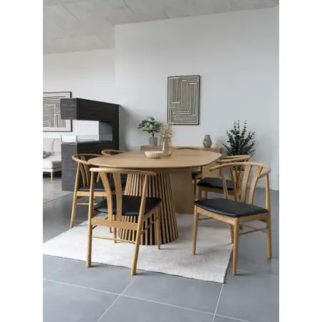 Chaise de salle à manger en chêne– assise noire