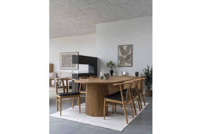 Chaise de salle à manger en chêne– assise noire